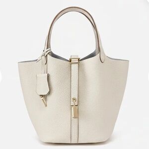 Modern leather basket handbag